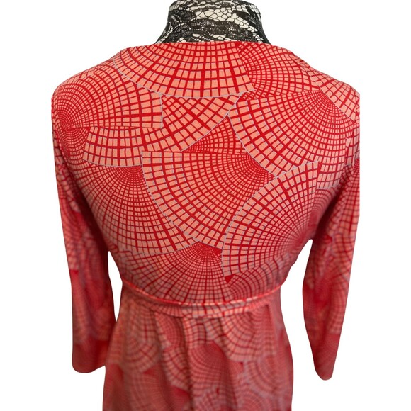 Pea in the Pod Maternity Wrap Dress Red White Geometric V-Neck‎ 3/4 Sleeves XS - Picture 8 of 15